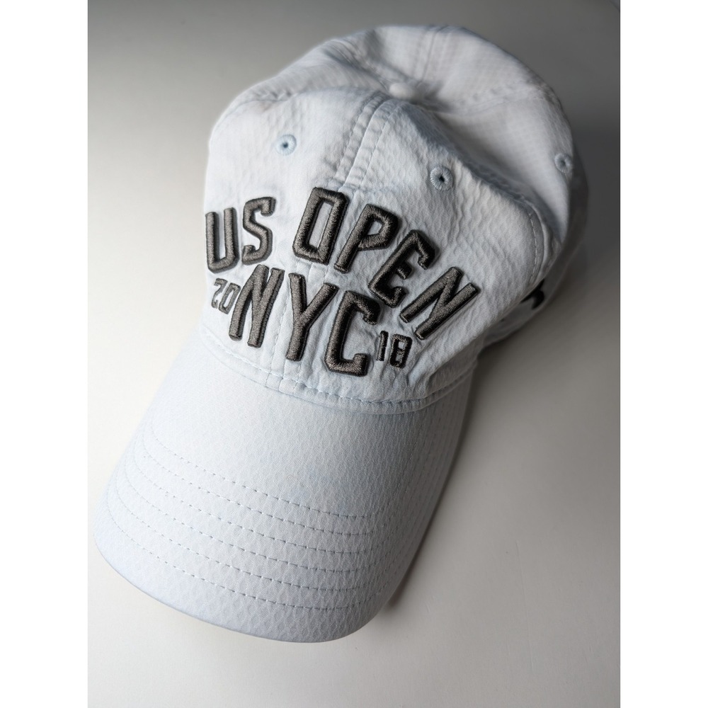 US Open Tennis 2018 NYC Under Armour White Cap Hat Embossed Adjustable OSFA